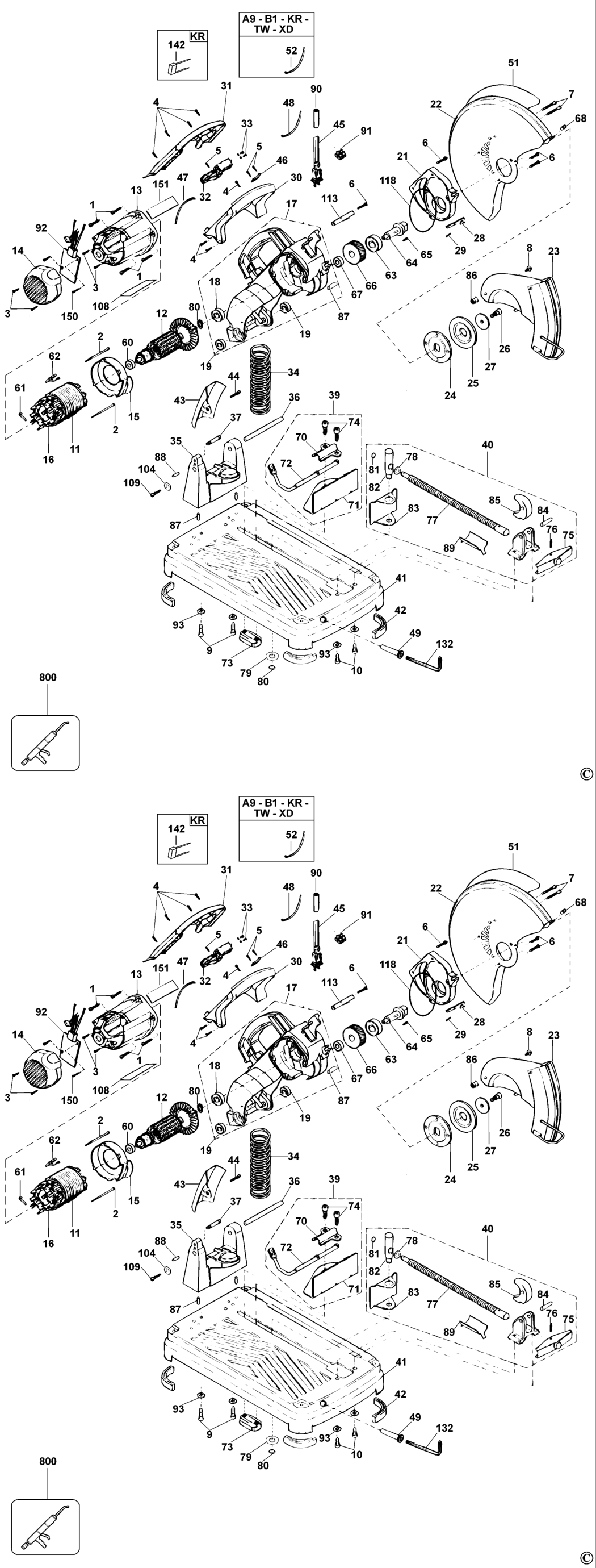 Dewalt DW871 Type 2 Chop Saw Spare Parts