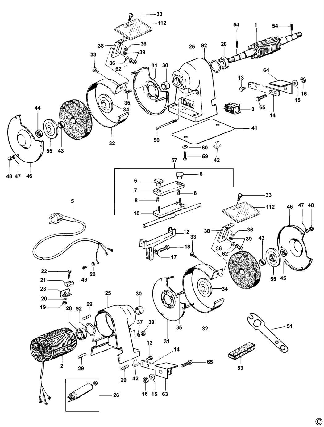 Dewalt DW754 Type 2 Bench Grinder Spare Parts