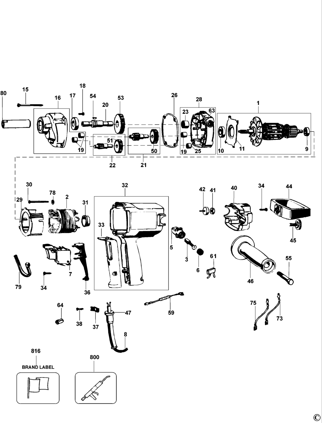 Dewalt DW134 Type 1 Mixer Spare Parts