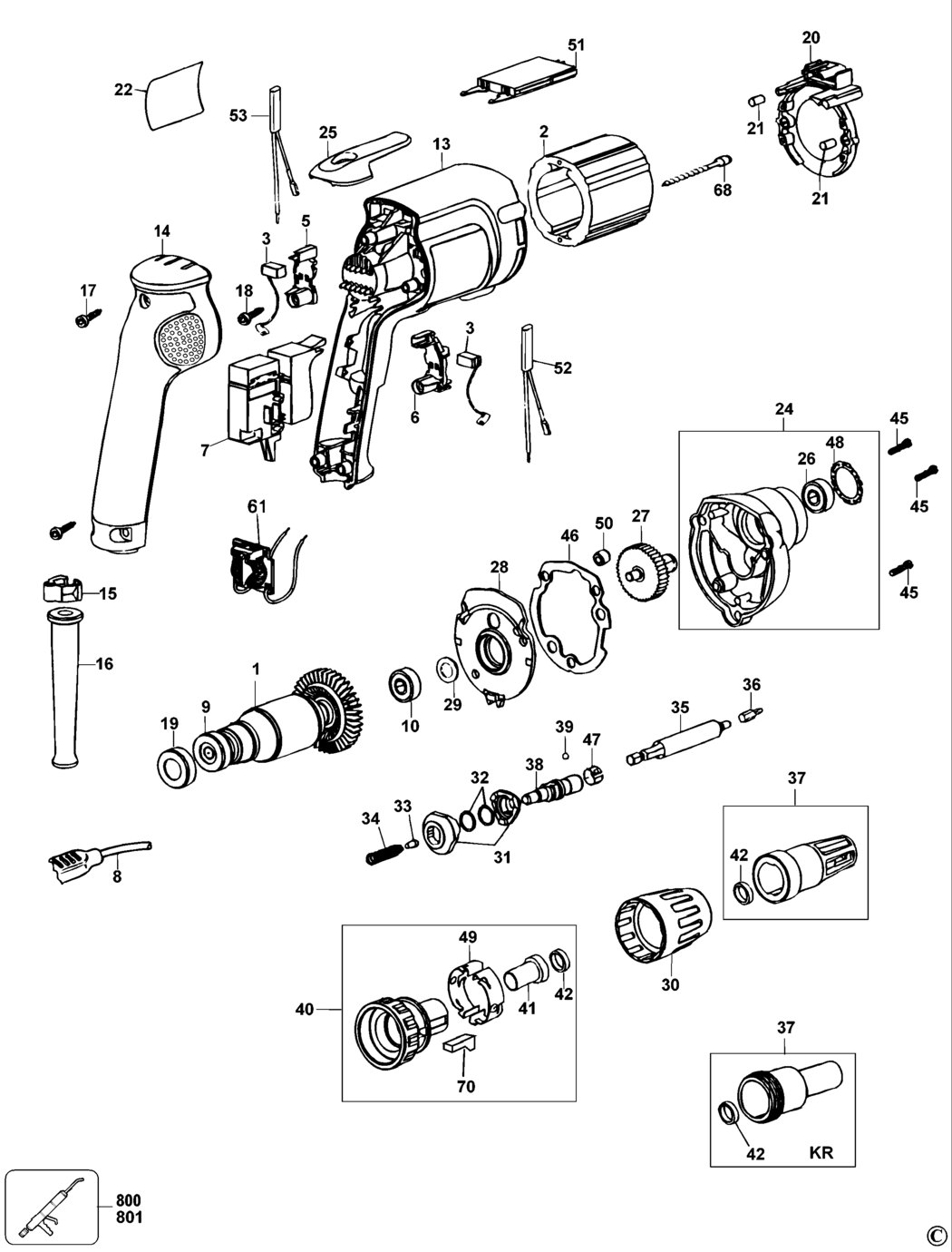 Dewalt DW274K Type 2 Screwdriver Spare Parts