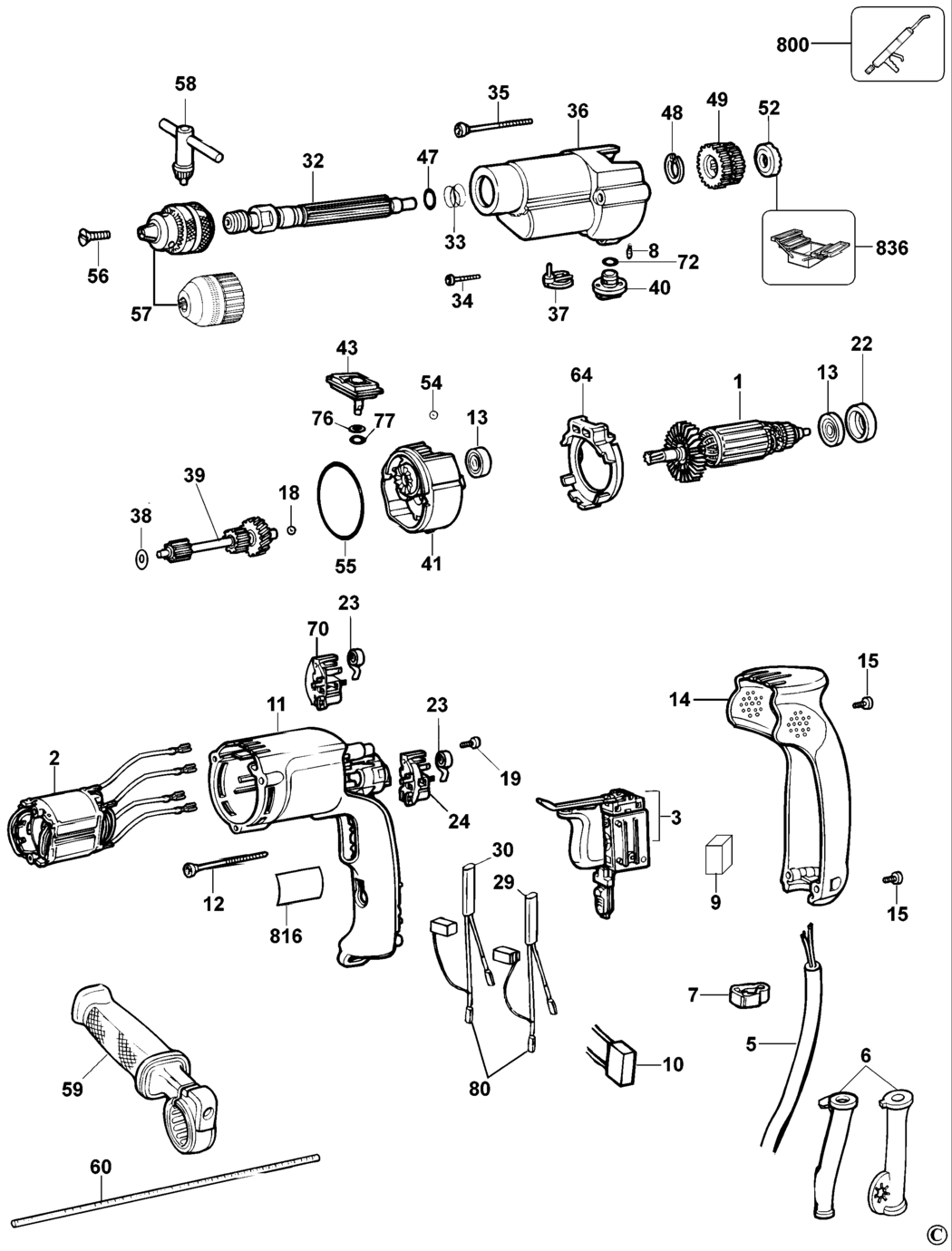 Dewalt DW505 Type 3 Hammer Drill Spare Parts
