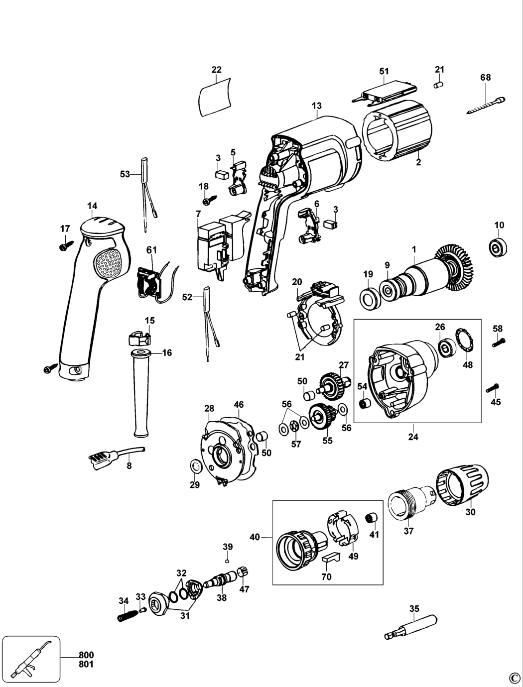 Dewalt DW263K Type 2 Screwdriver Spare Parts