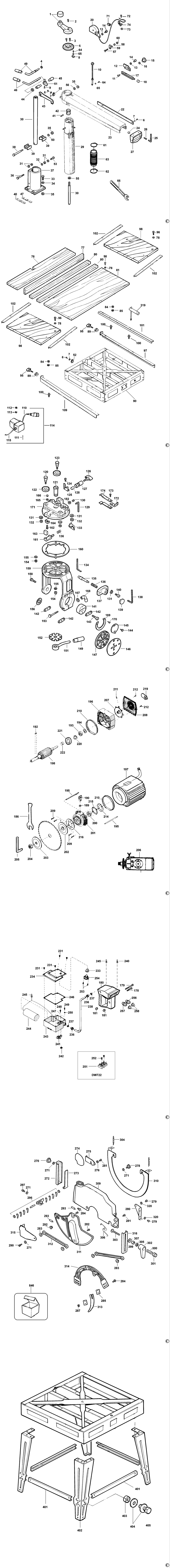 Dewalt DW721 Type 3 Radial Arm Saw Spare Parts