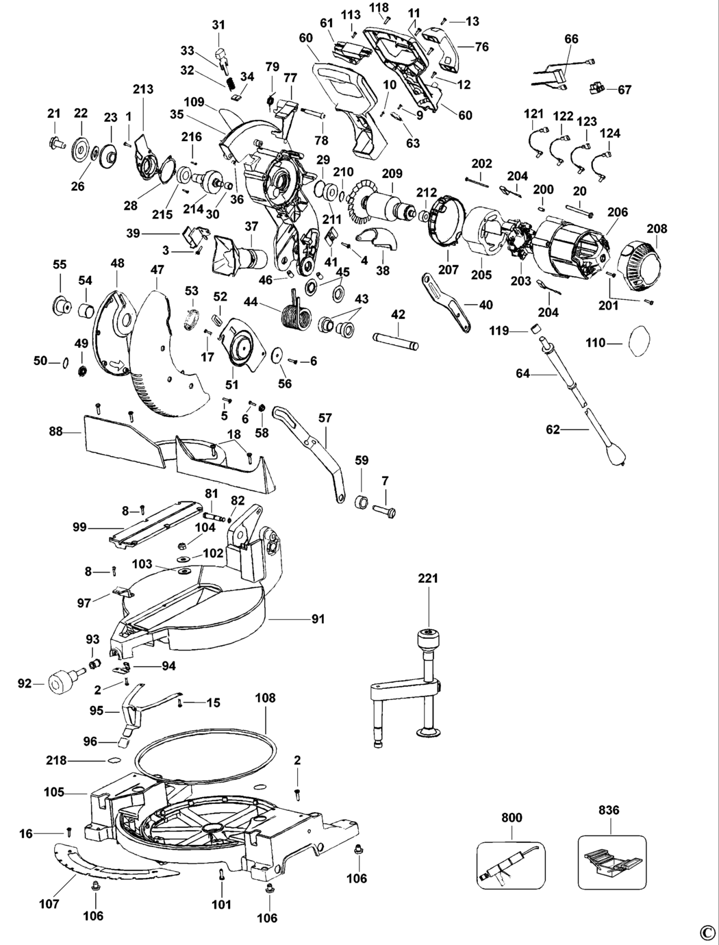 Dewalt DW702 Type 1 Mitre Saw Spare Parts