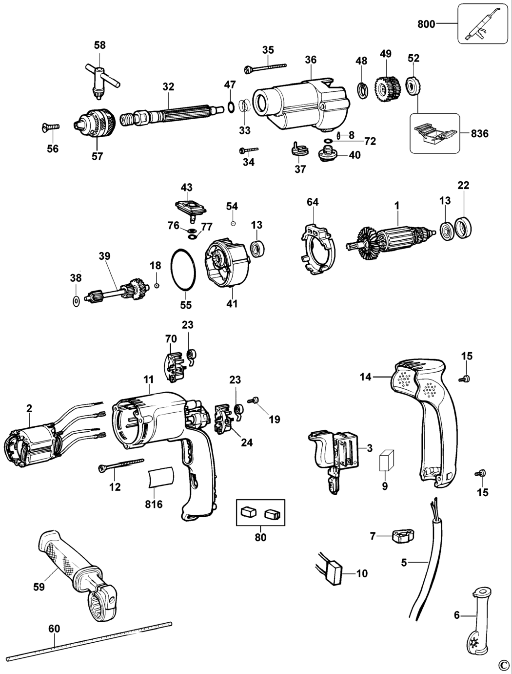 Dewalt DW501 Type 3 Hammer Drill Spare Parts