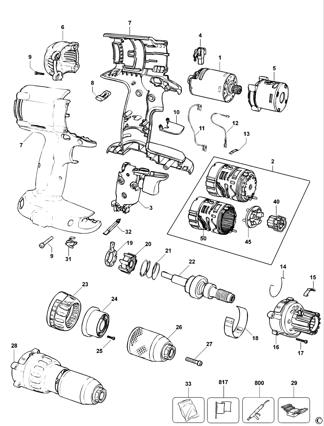 Dewalt DW981 Type 10 Cordless Drill Spare Parts