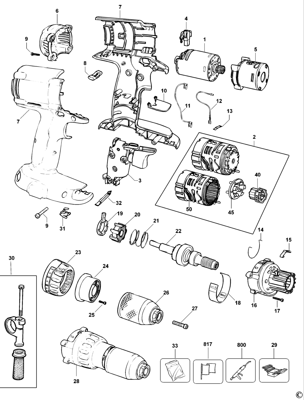 Dewalt DW988 Type 10 Cordless Drill Spare Parts