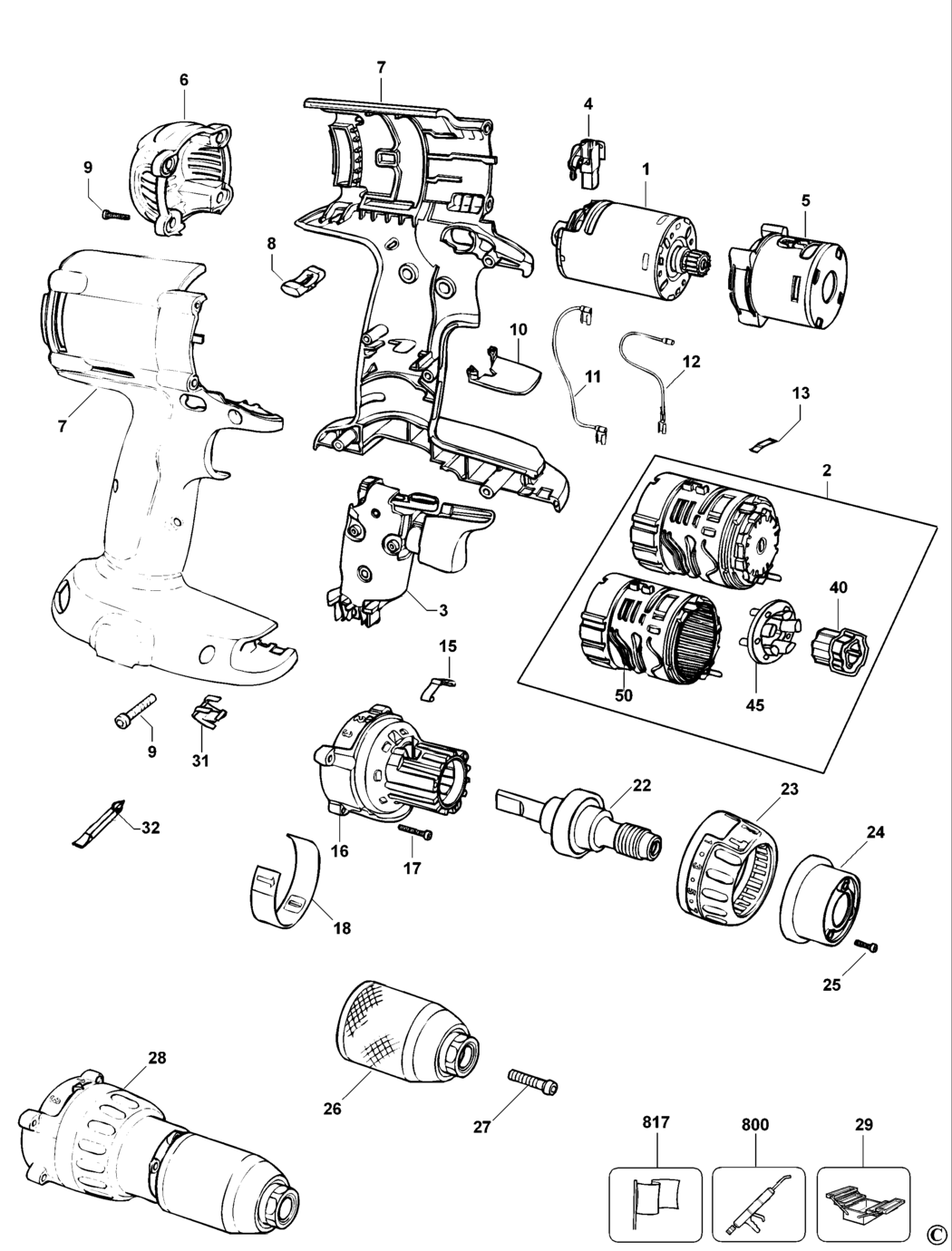 Dewalt DW980 Type 10 Cordless Drill Spare Parts
