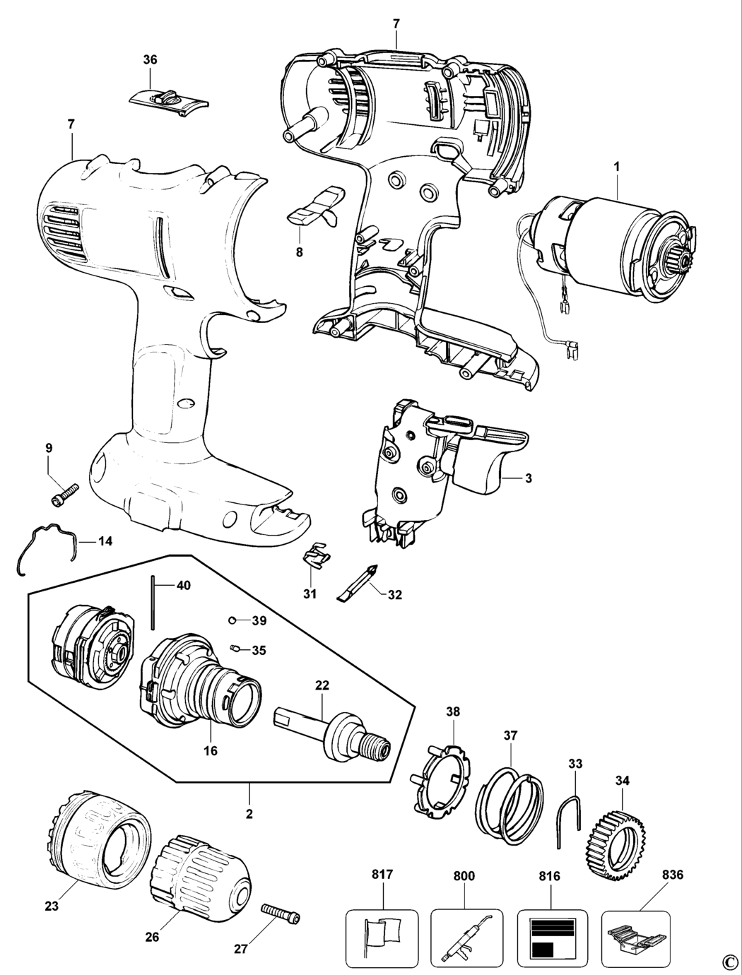 Dewalt DW927 Type 10 Cordless Drill Spare Parts