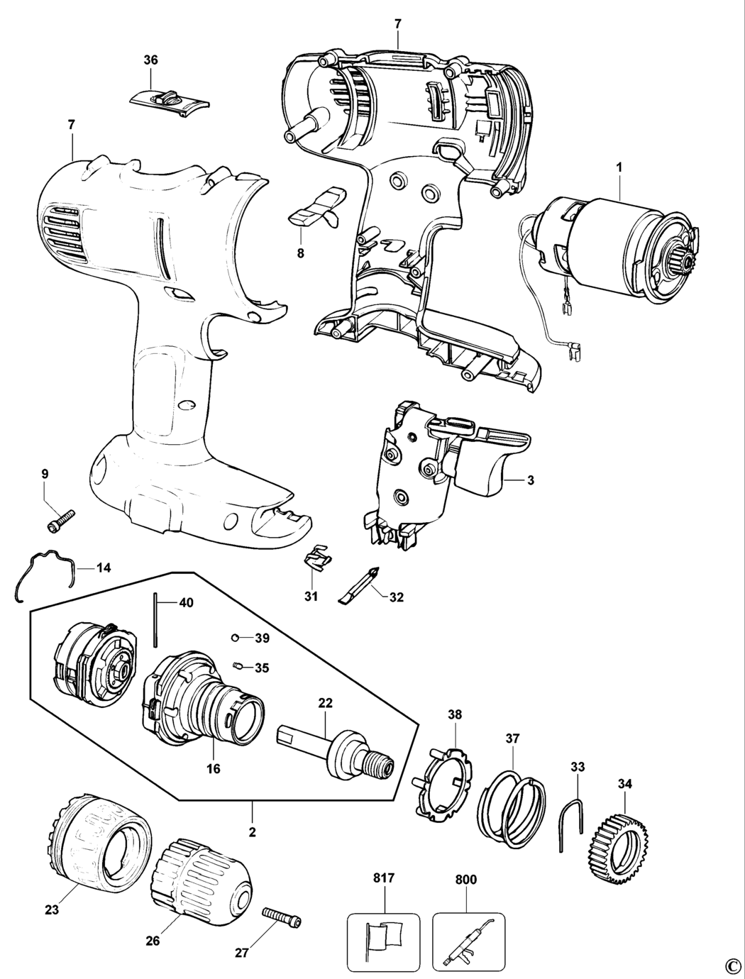 Dewalt DW928 Type 10 Cordless Drill Spare Parts