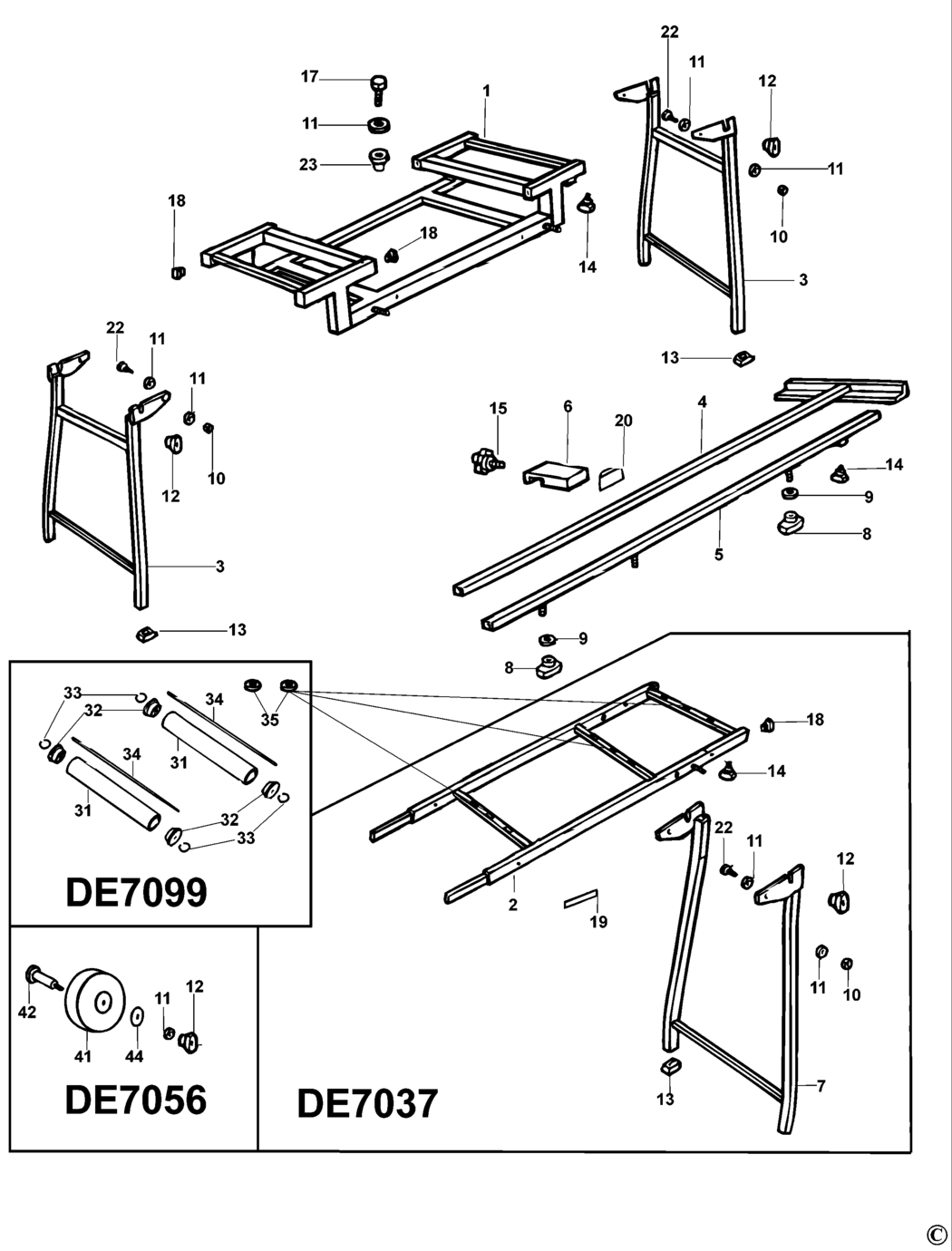 Dewalt DE7049 Type 4 Extension Table Spare Parts