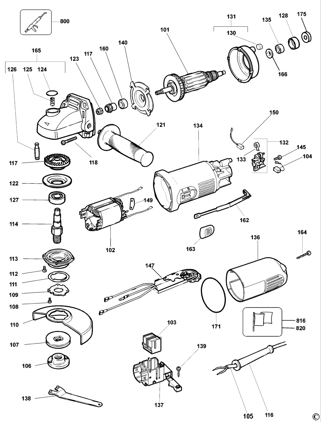 Dewalt DW826 Type 4 Angle Grinder Spare Parts