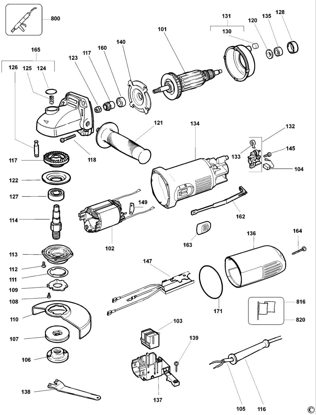 Dewalt DW825 Type 4 Angle Grinder Spare Parts