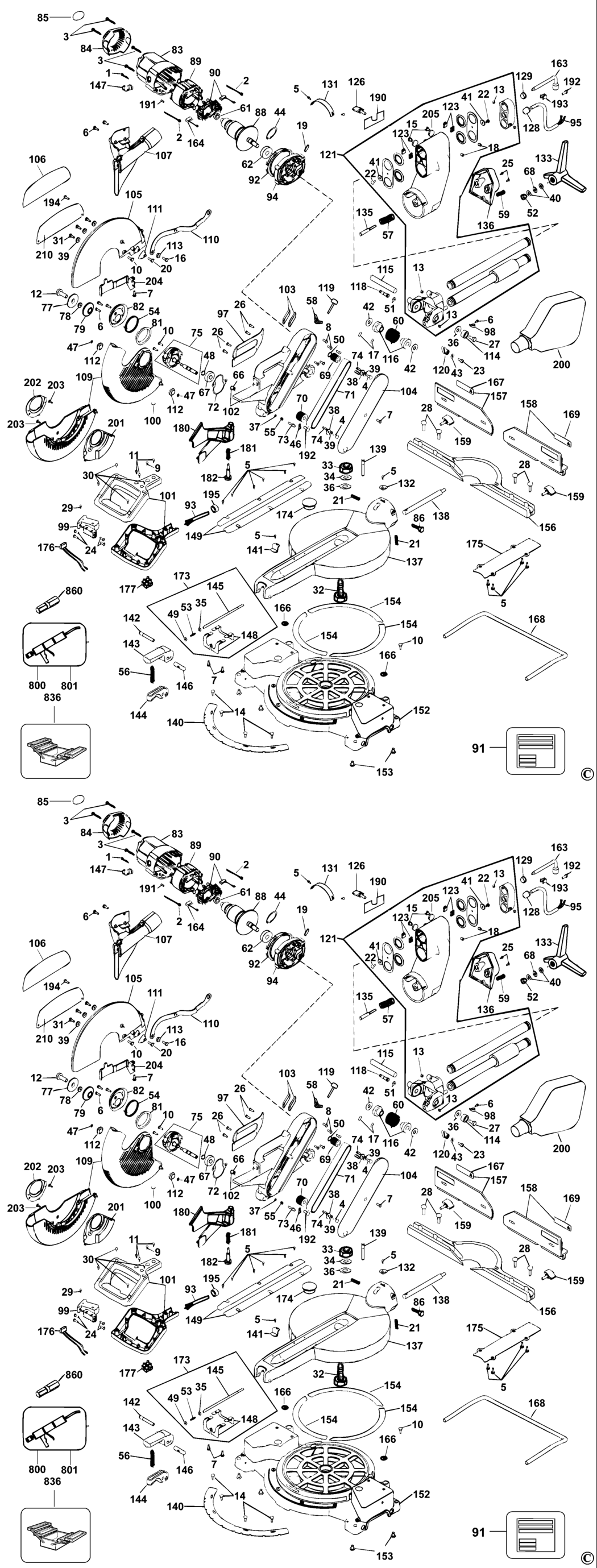 Dewalt DW708 Type 3 Mitre Saw Spare Parts