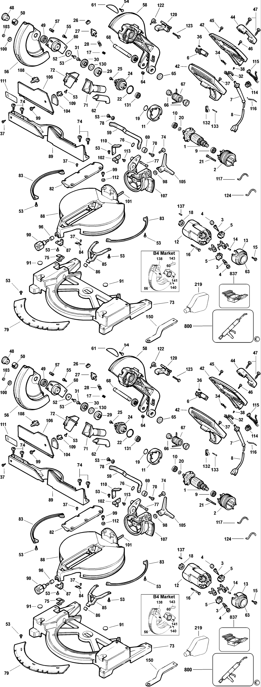 Dewalt DW705 Type 4 Mitre Saw Spare Parts