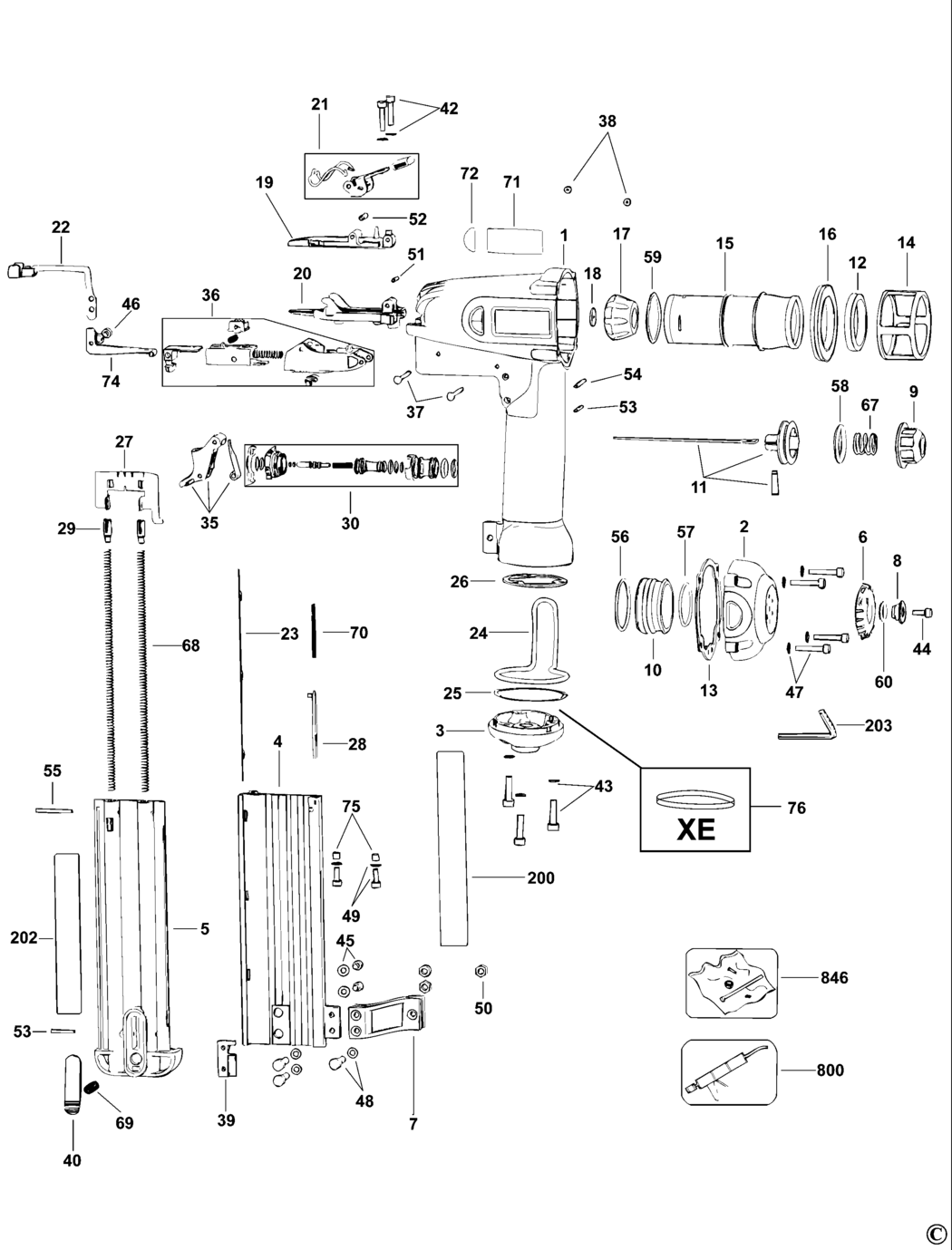 Dewalt D51238K Type 1 Brad Nailer 18 Gauge Spare Parts