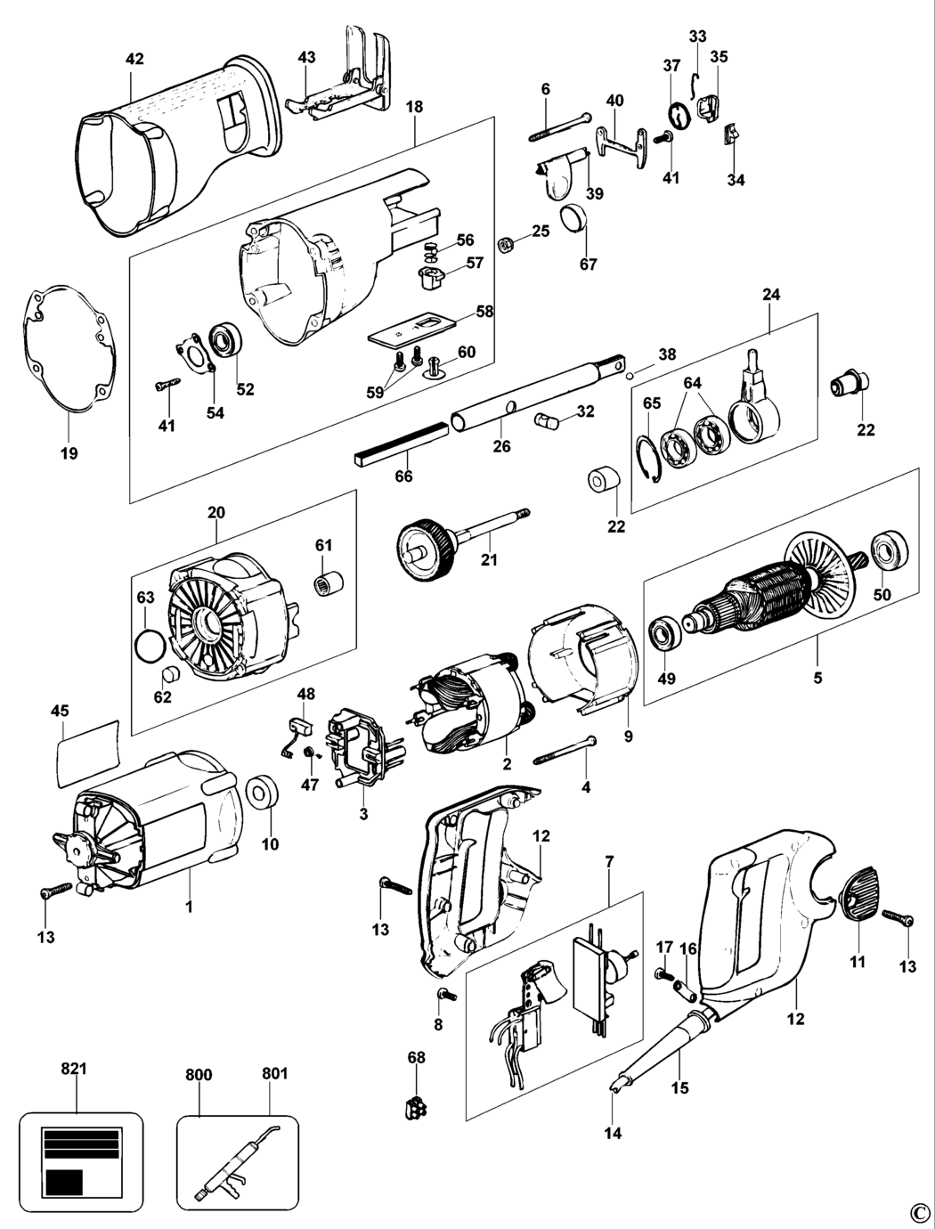 Dewalt DW302 Type 1 Reciprocating Saw Spare Parts