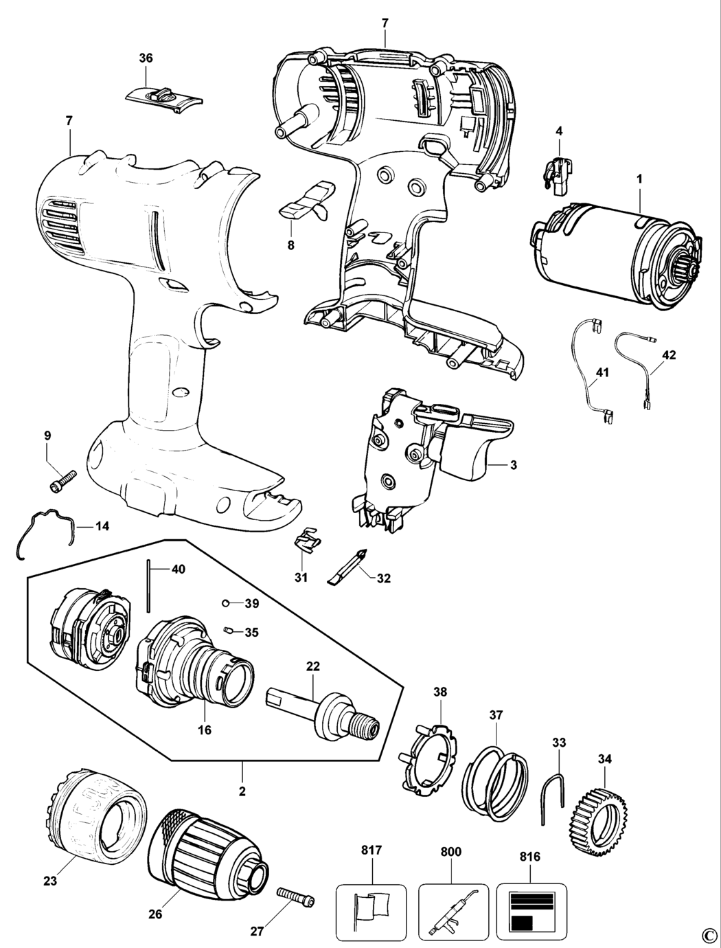 Dewalt DW957 Type 10 Cordless Drill Spare Parts