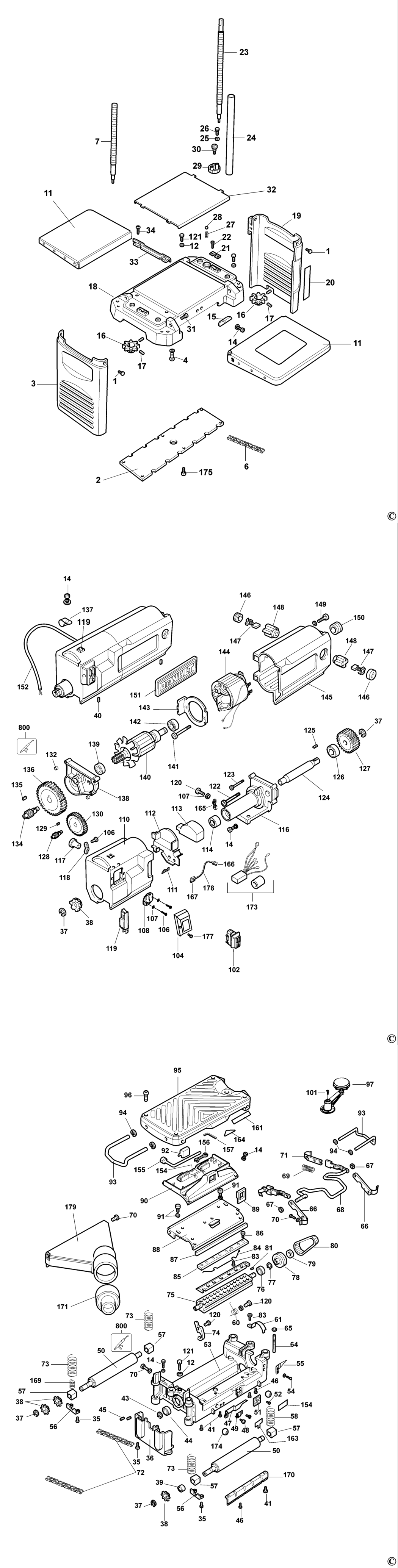 Dewalt DW733 Type 1A Planer Thicknesser Spare Parts
