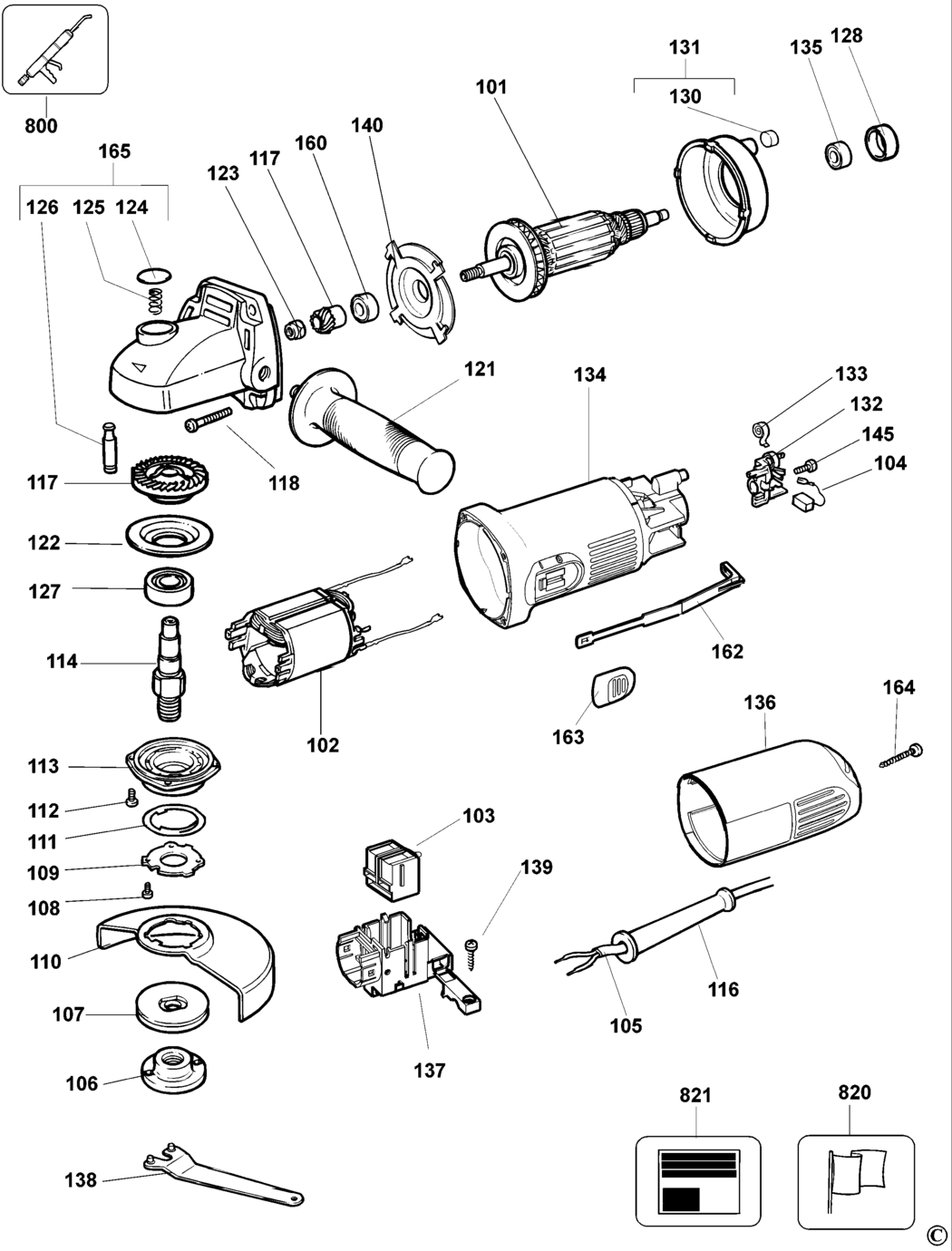 Dewalt DW808 Type 4 Angle Grinder Spare Parts