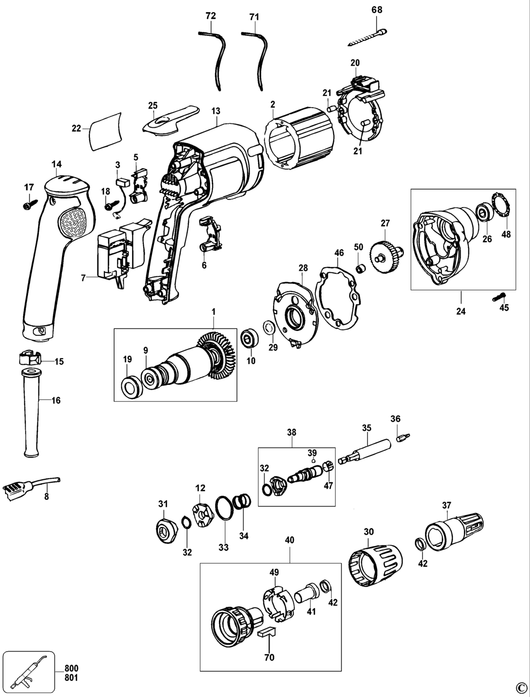 Dewalt DW255 Type 2 Screwdriver Spare Parts