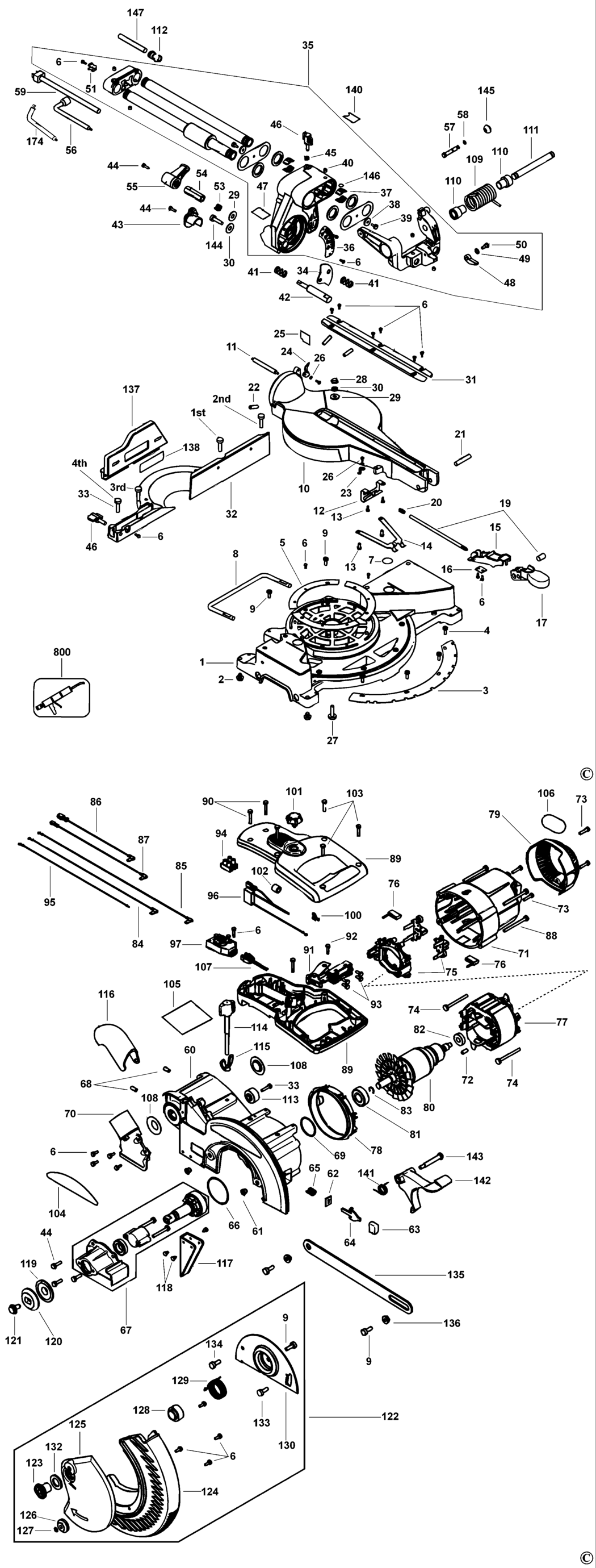 Dewalt DW712 Type 1 Mitre Saw Spare Parts