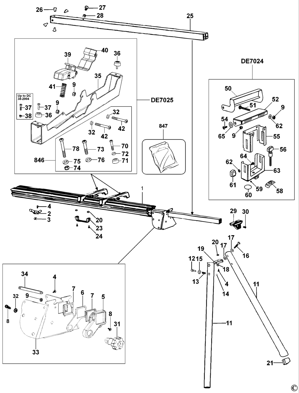 Dewalt DE7023 Type 1 Leg Stand Spare Parts