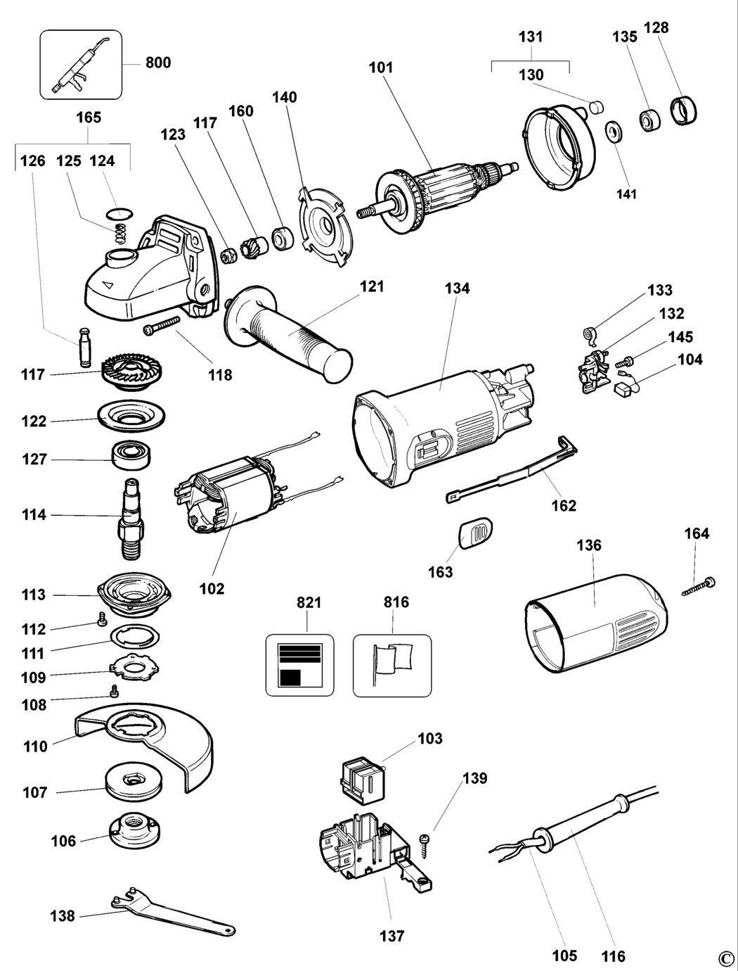 Dewalt DW817 Type 4 Small Angle Grinder Spare Parts