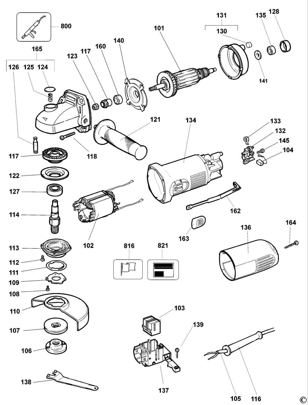 Dewalt DW818 Type 4 Small Angle Grinder Spare Parts