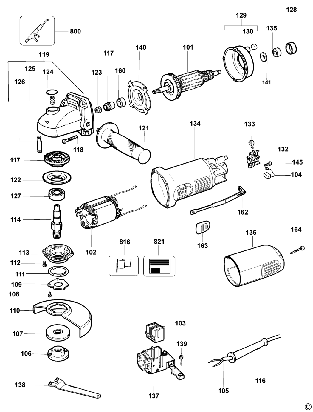 Dewalt DW819 Type 4 Small Angle Grinder Spare Parts