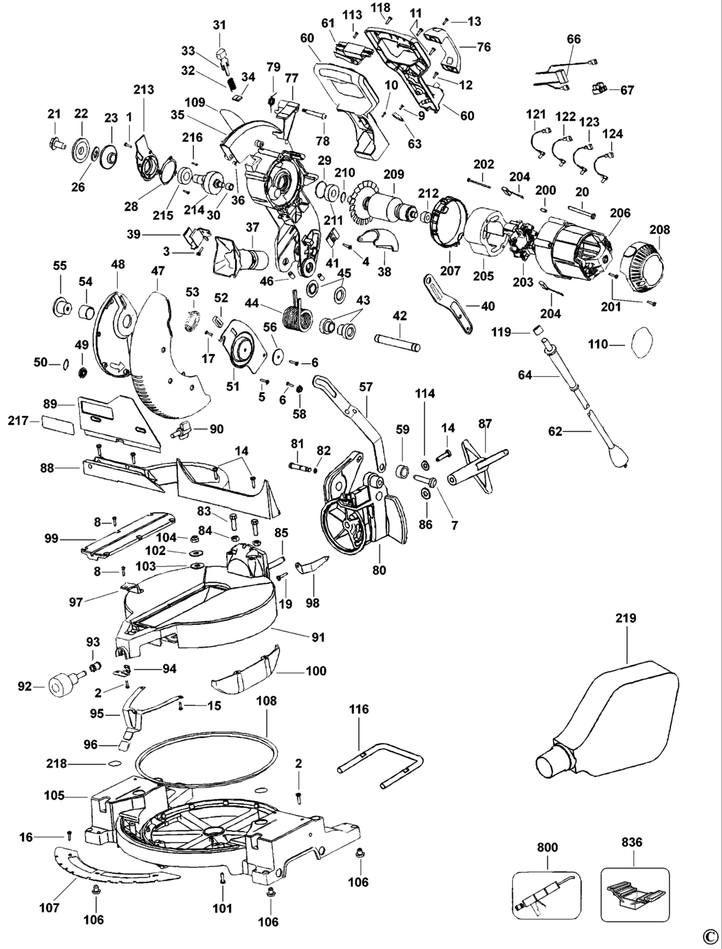 Dewalt DW703 Type 2 Mitre Saw Spare Parts