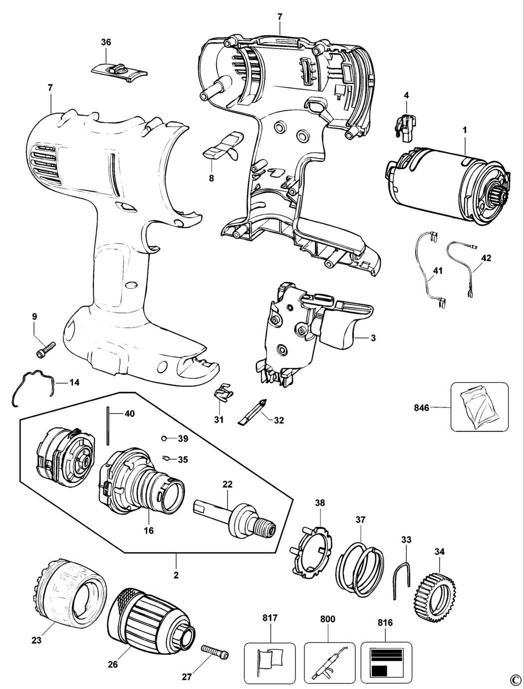 Dewalt DW956 Type 11 Cordless Drill Spare Parts