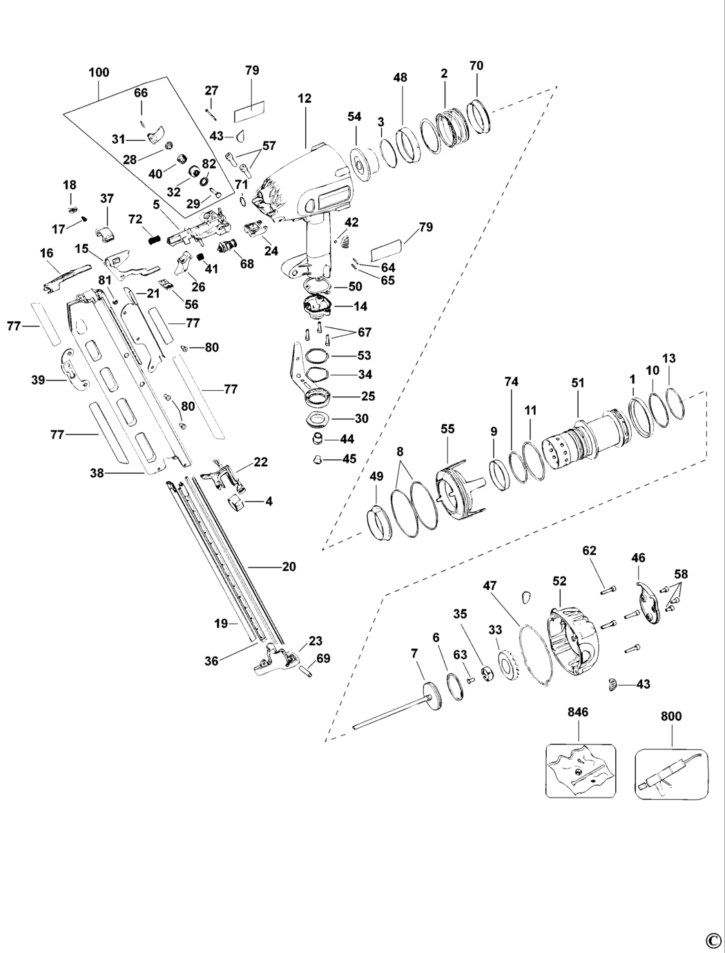 Dewalt D51845 Type 2 Full Round Head Framing Nailer Spare Parts