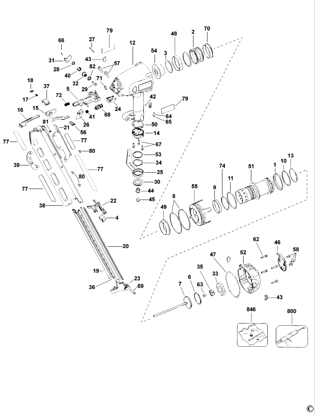 Dewalt D51823 Type 2 Clipped Head Framing Nailer Spare Parts