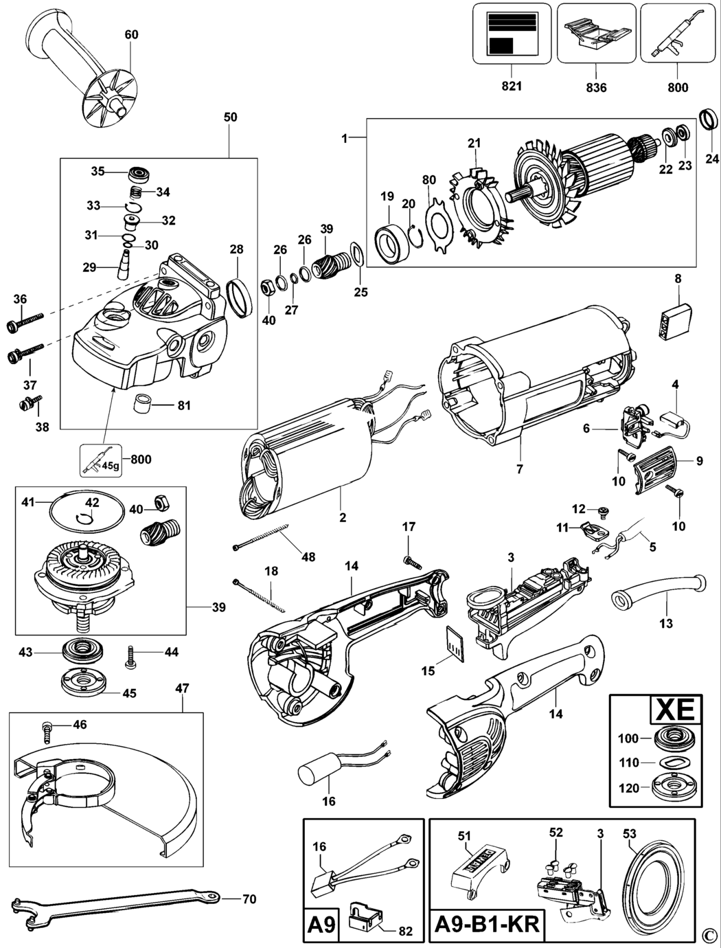 Dewalt D28414 Type 1 Angle Grinder Spare Parts