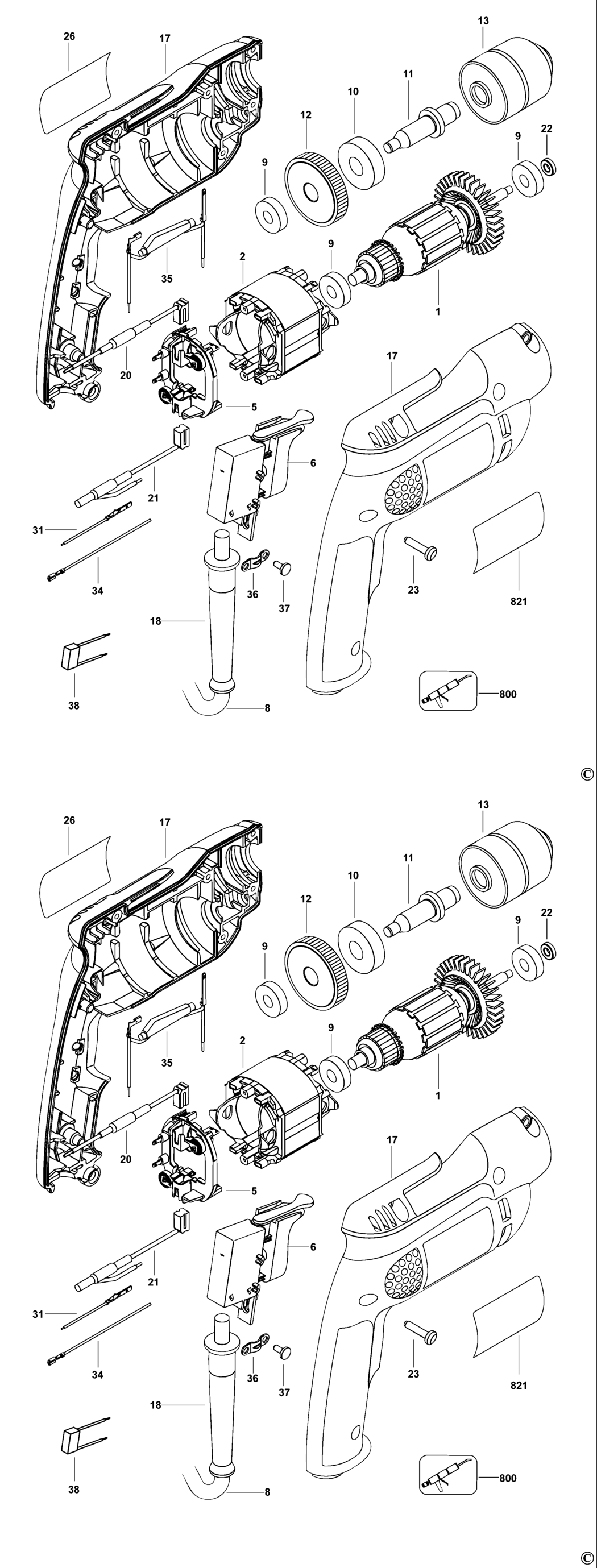 Dewalt D21008 Type 1 Drill Spare Parts