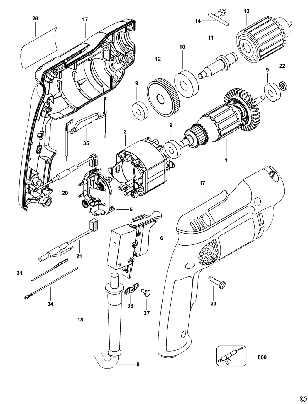 Dewalt D21002 Type 1 Drill Spare Parts