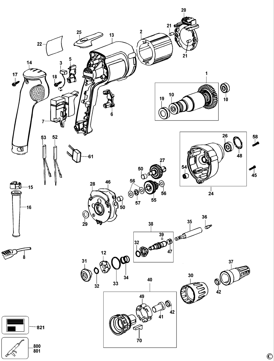 Dewalt DW258 Type 2 Screwdriver Spare Parts