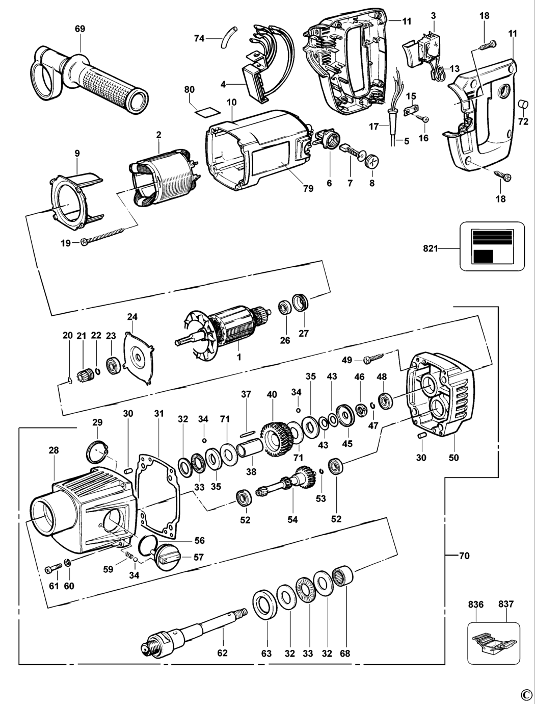 Dewalt DW581EK Type 2 Diamond Drill Spare Parts