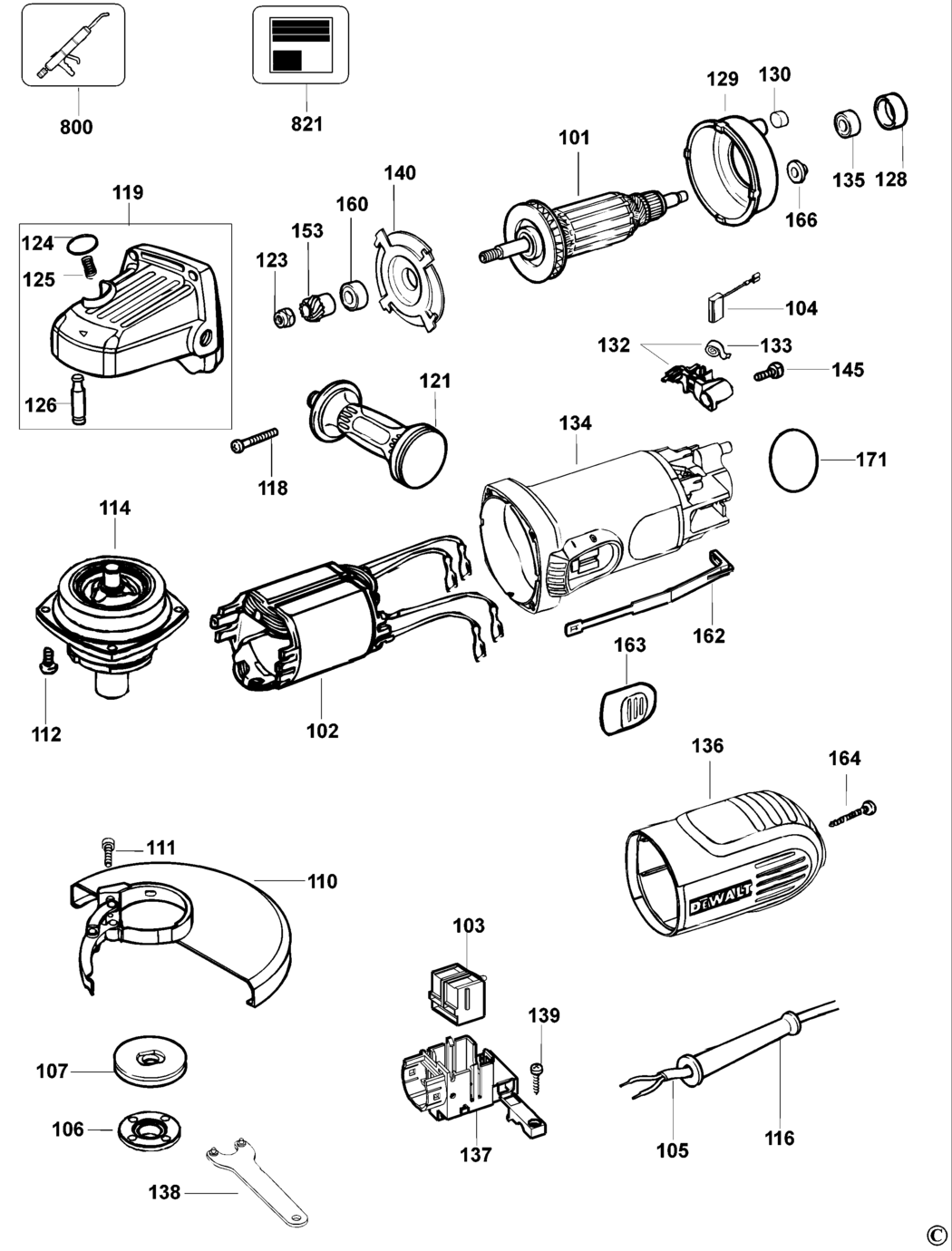 Dewalt D28129 Type 1 Small Angle Grinder Spare Parts