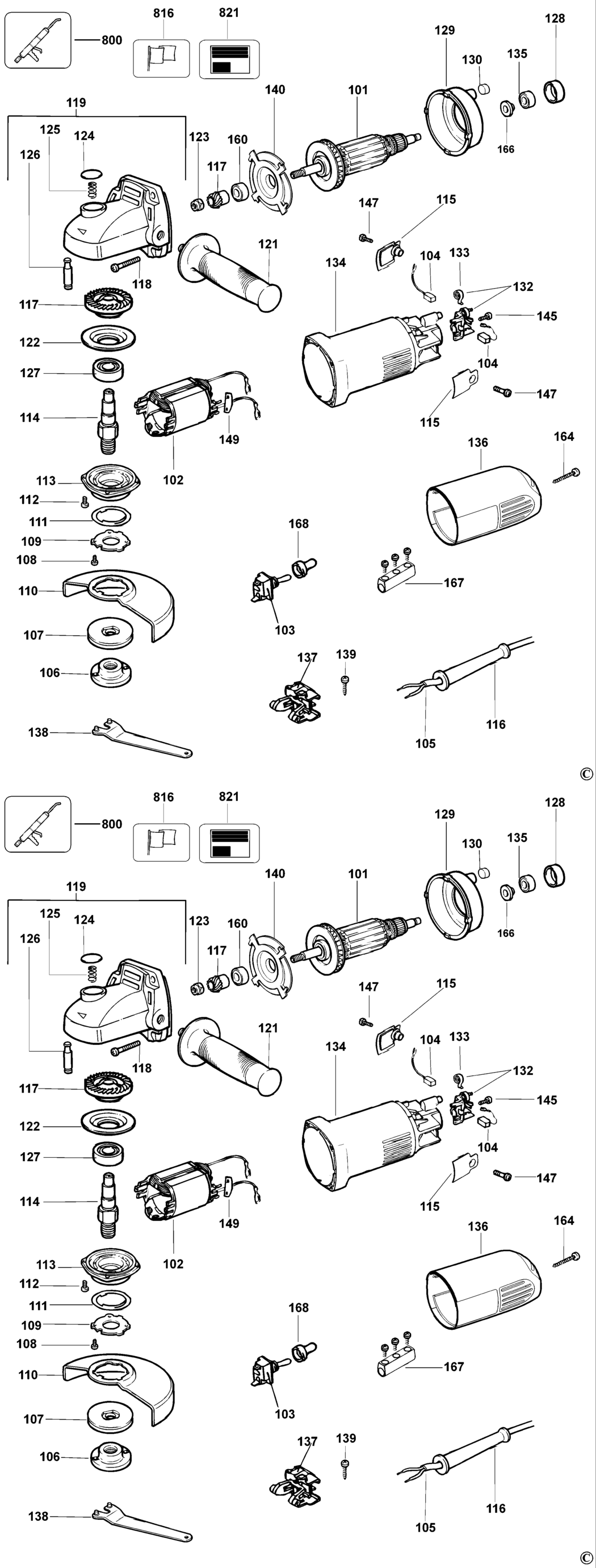 Dewalt DW803 Type 3 Angle Grinder Spare Parts