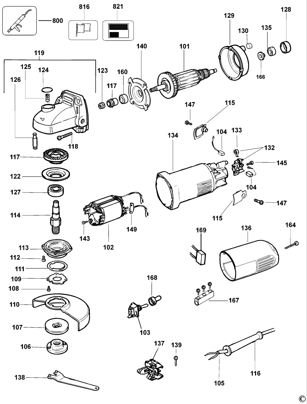 Dewalt DW810 Type 4 Angle Grinder Spare Parts