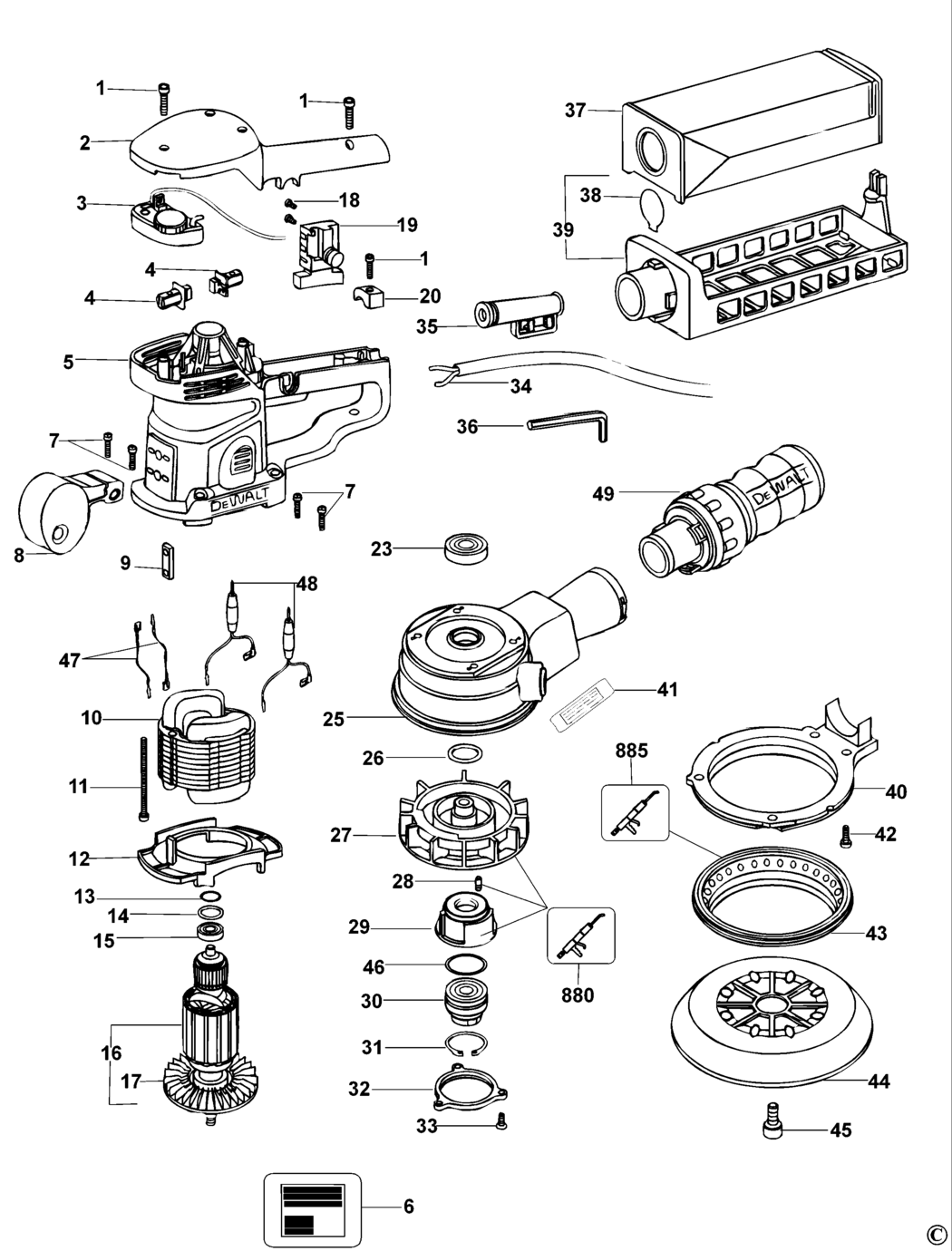 Dewalt D26410 Type 1 Sander Spare Parts