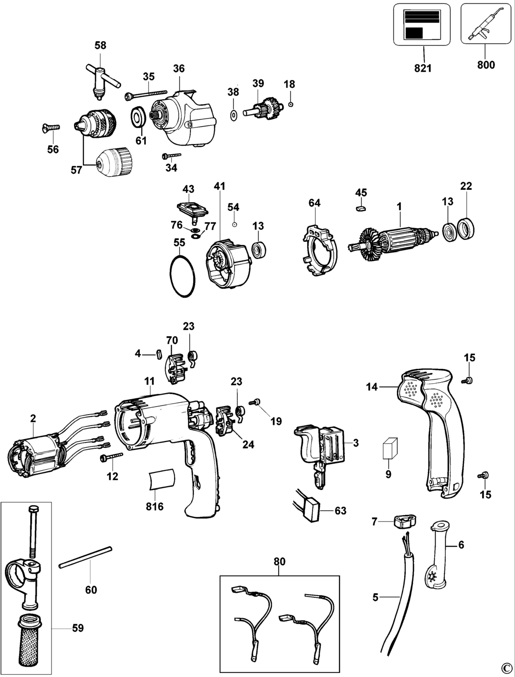 Dewalt DW206 Type 2 Drill Spare Parts