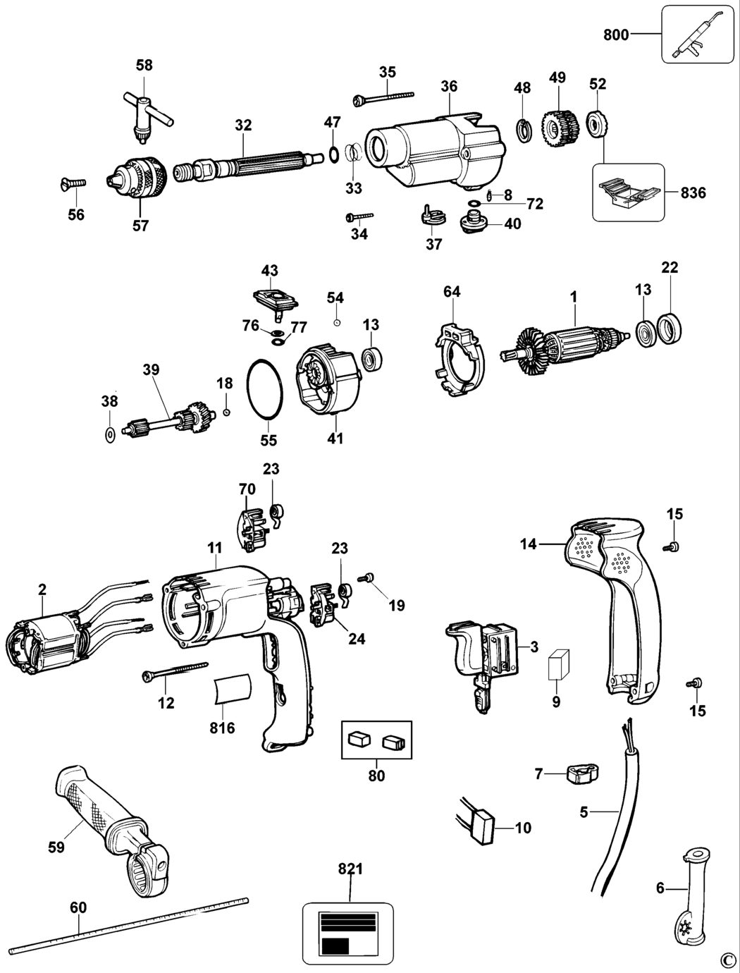 Dewalt DW501 Type 4 Drill Spare Parts