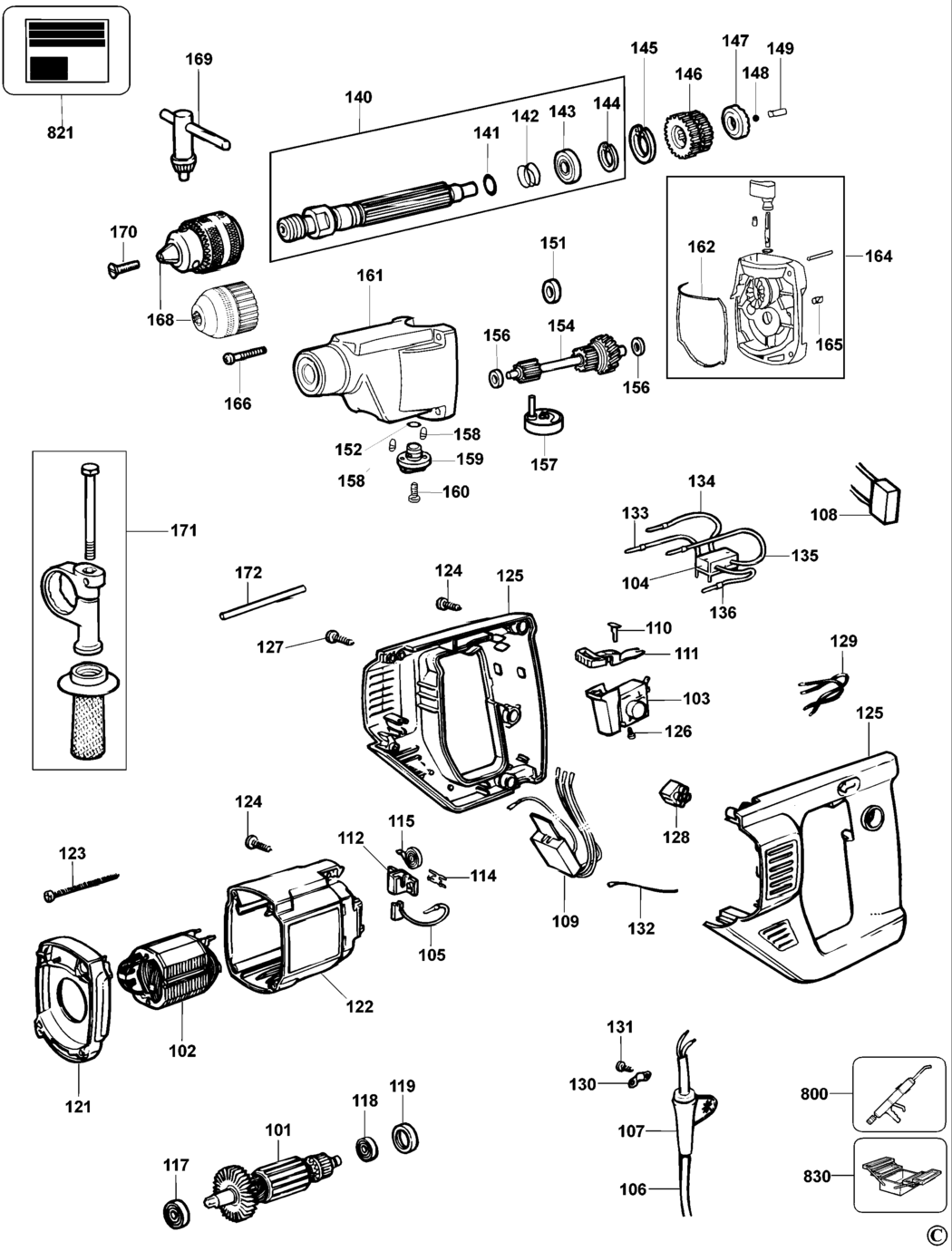 Dewalt DW165 Type 4 Drill Spare Parts