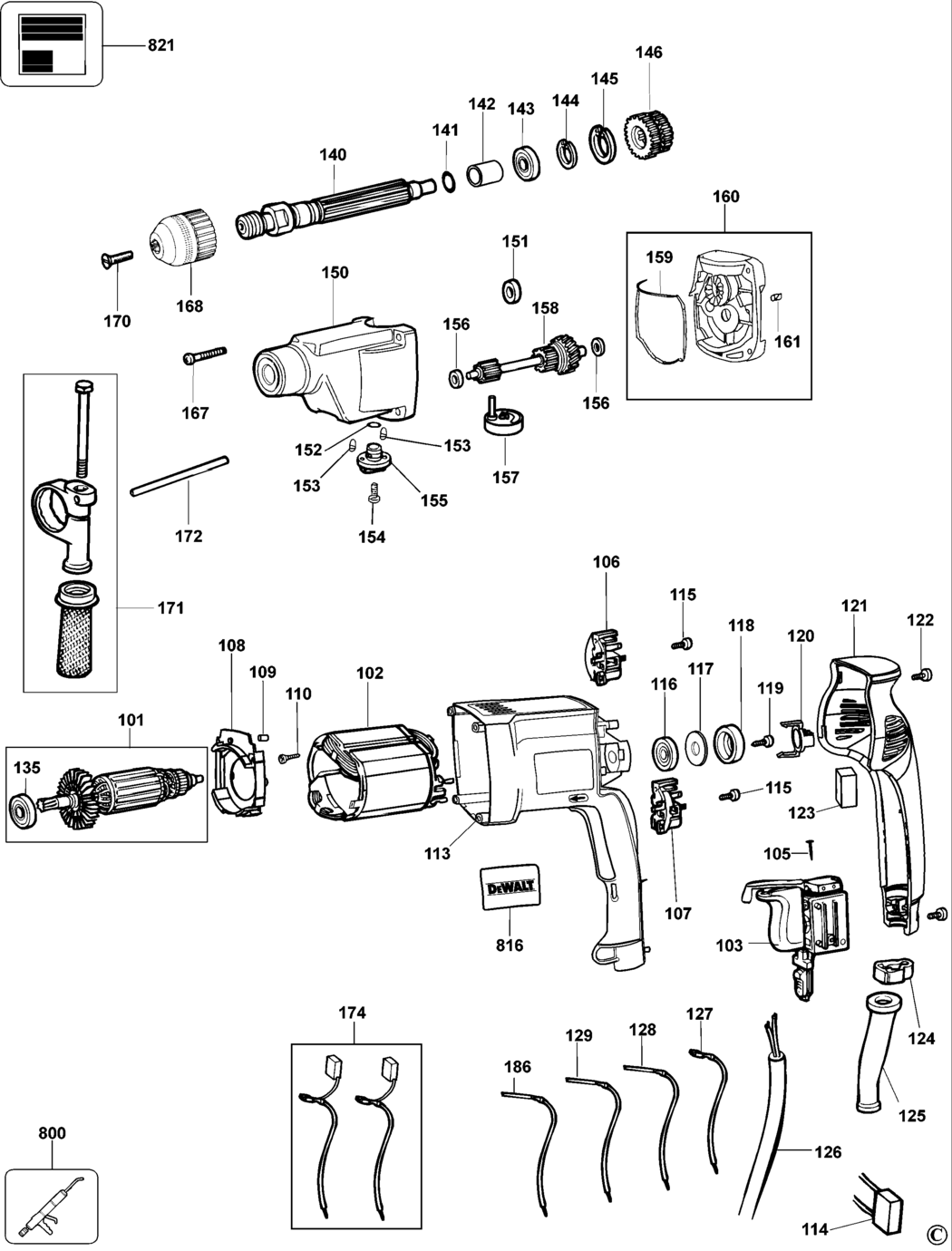 Dewalt DW233K Type 3 Drill Spare Parts