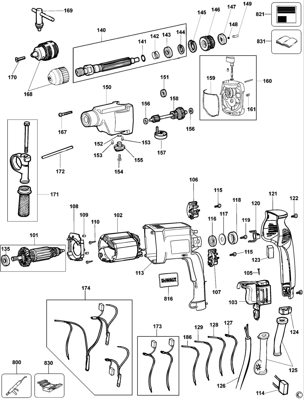 Dewalt DW515K Type 3 Drill Spare Parts