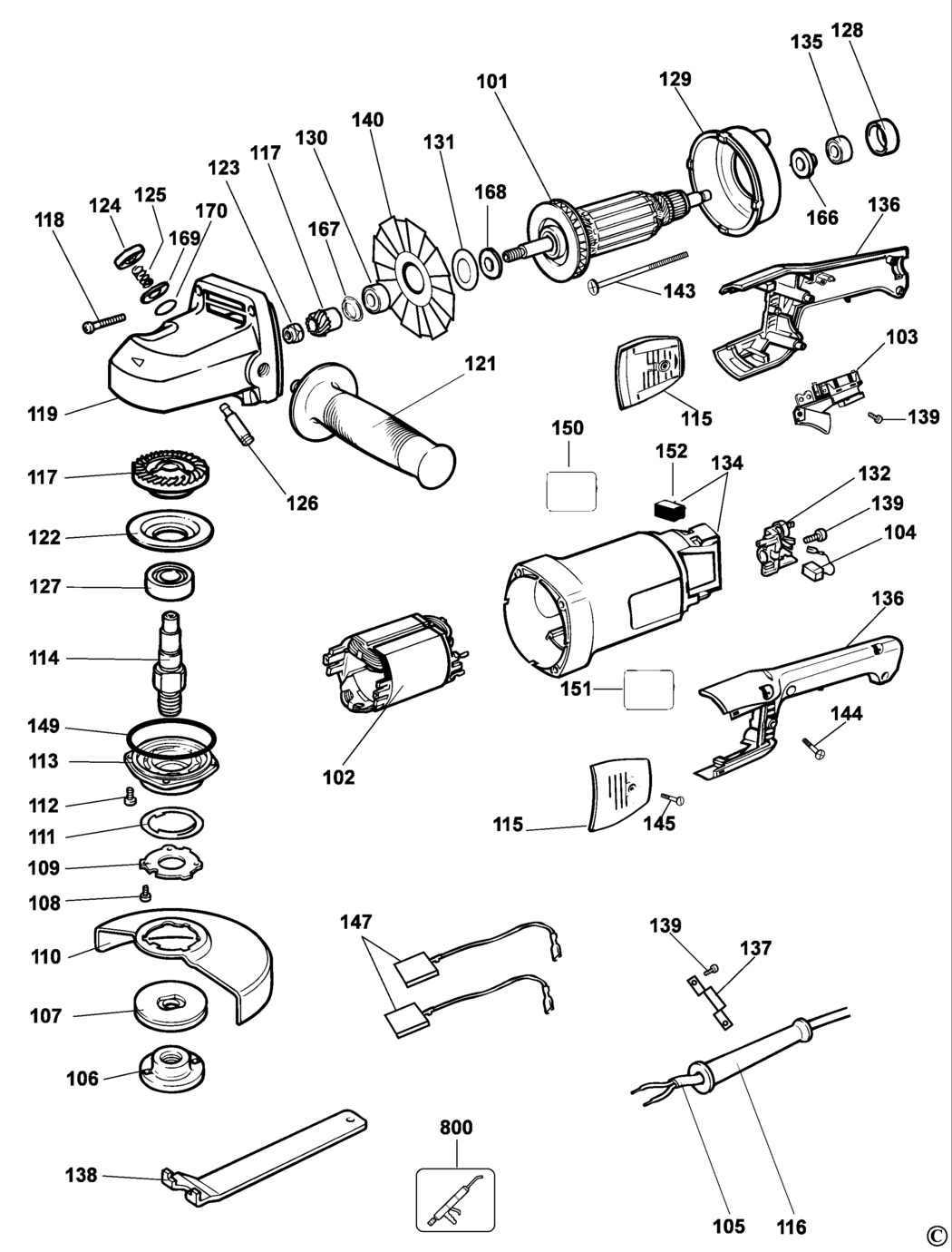 Dewalt DW830 Type 3 Angle Grinder Spare Parts