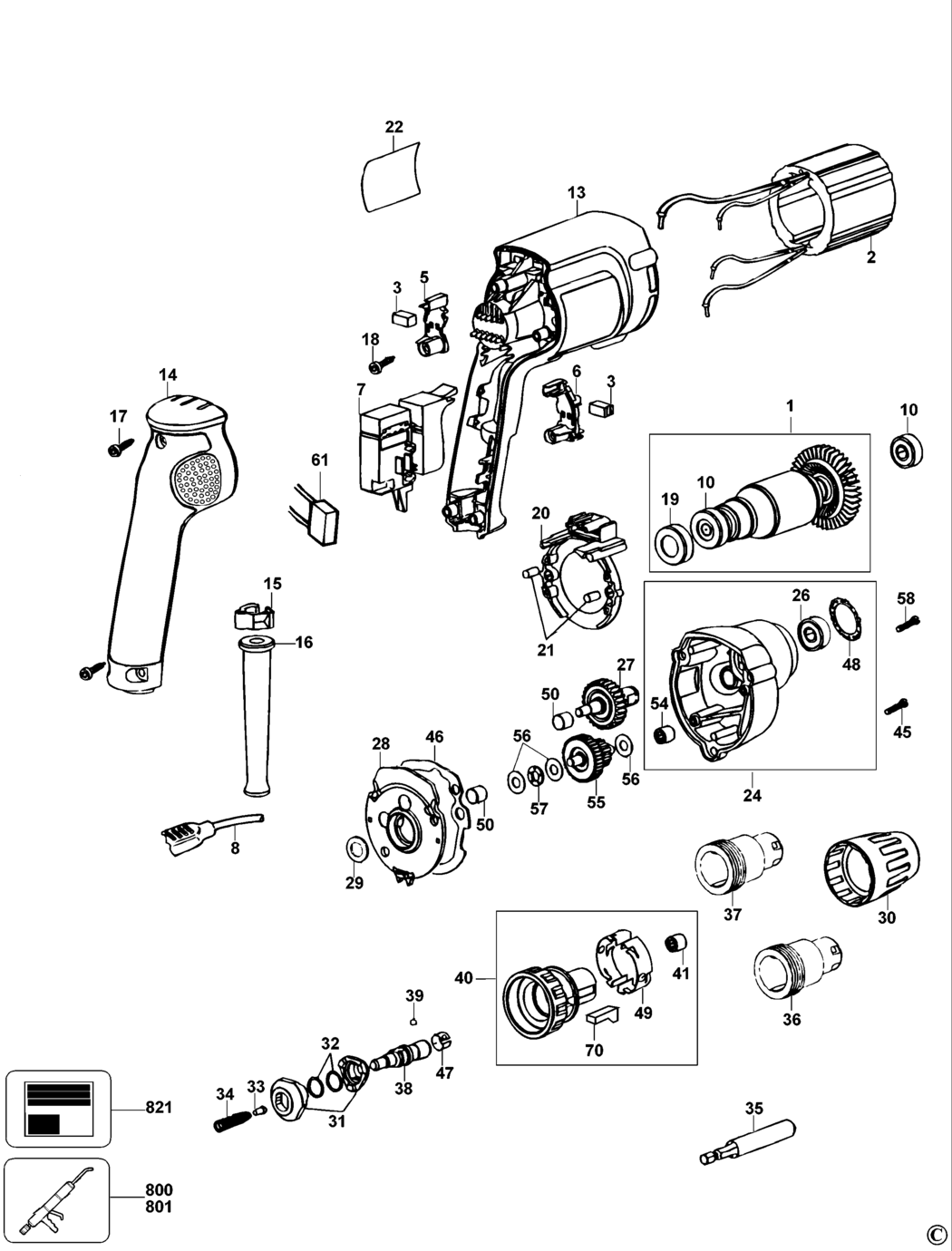 Dewalt DW263K Type 4 Screwdriver Spare Parts